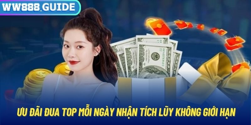 Ưu đãi đua top mỗi ngày nhận tích lũy không giới hạn